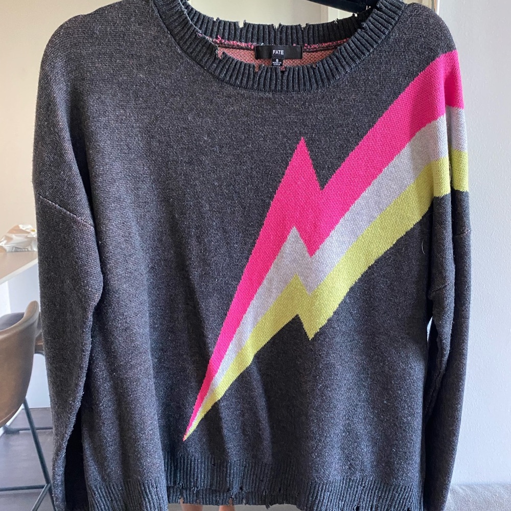 Neon Lightening Bolt Sweater
